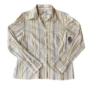 Pendleton Top Sz M Button Front Striped Long Sleeve Shirt Casual Work Womens